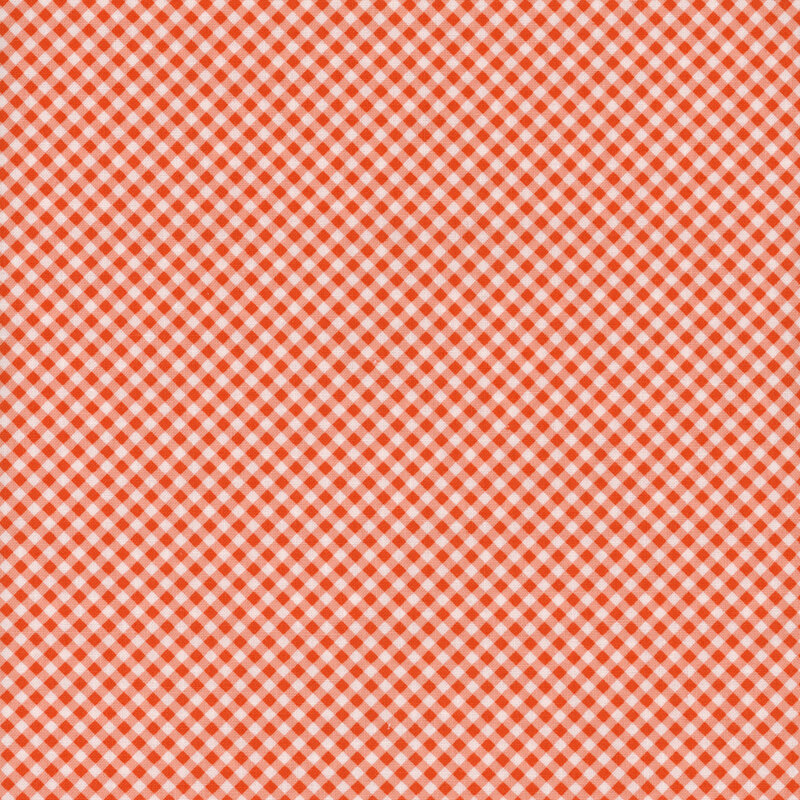 Diagonal red and white gingham fabric.