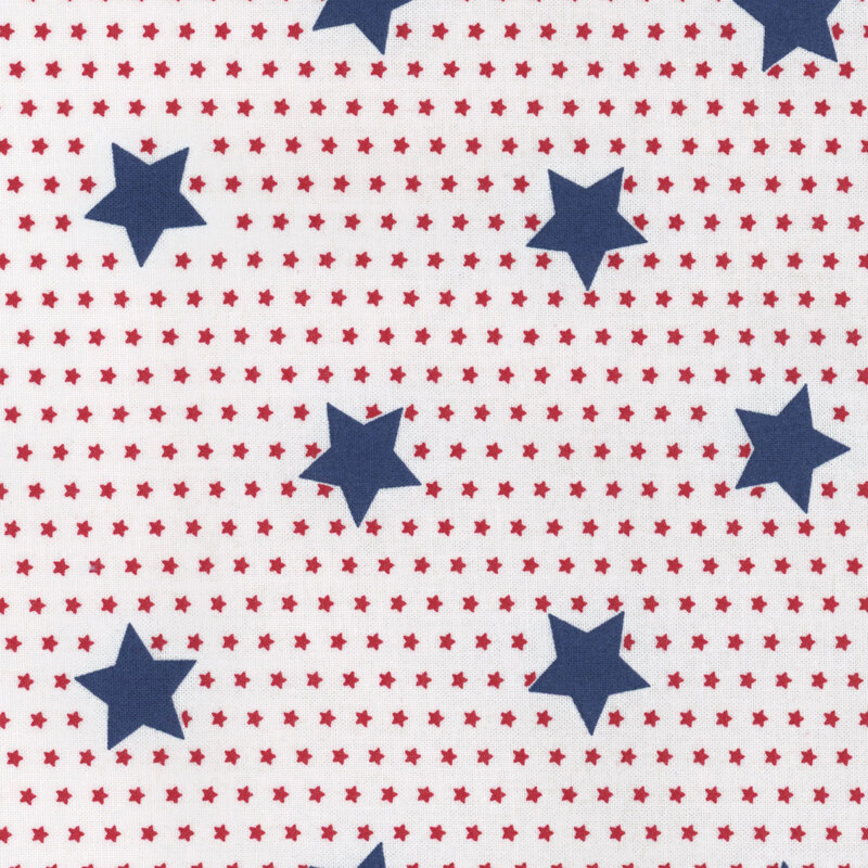 White fabric with a patriotic star pattern