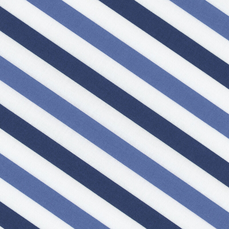 White fabric with blue stripes