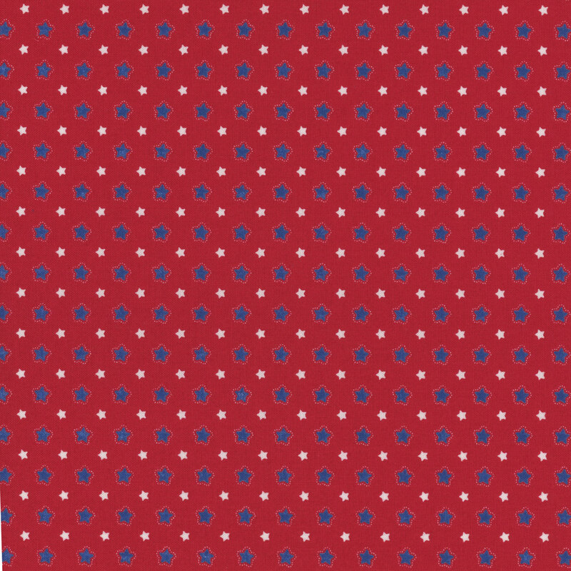 Red fabric with patriotic colored stars