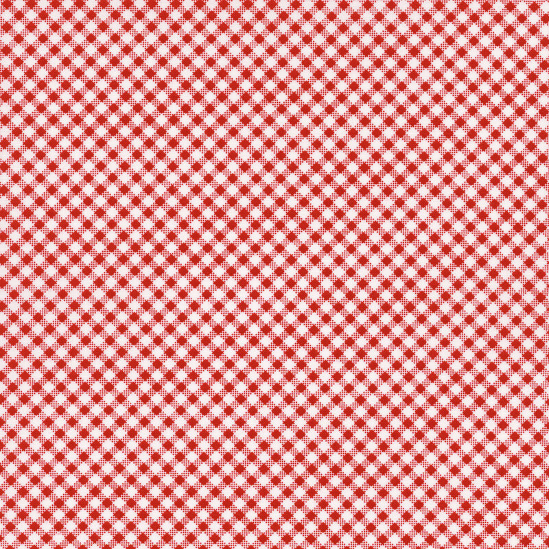 White fabric with a red gingham pattern