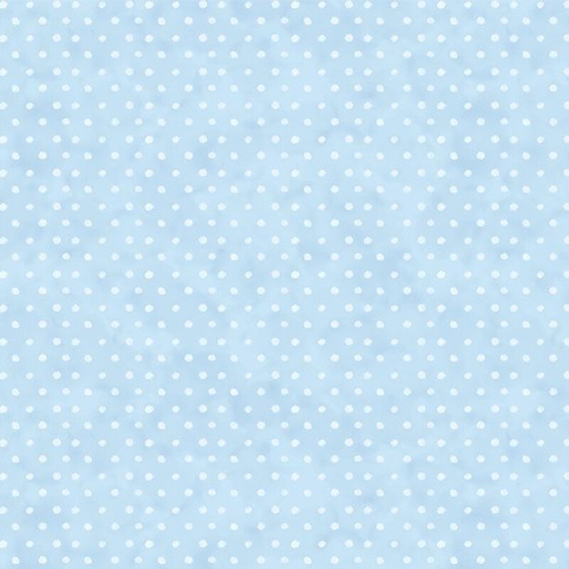 Light blue fabric featuring a white polkadot pattern