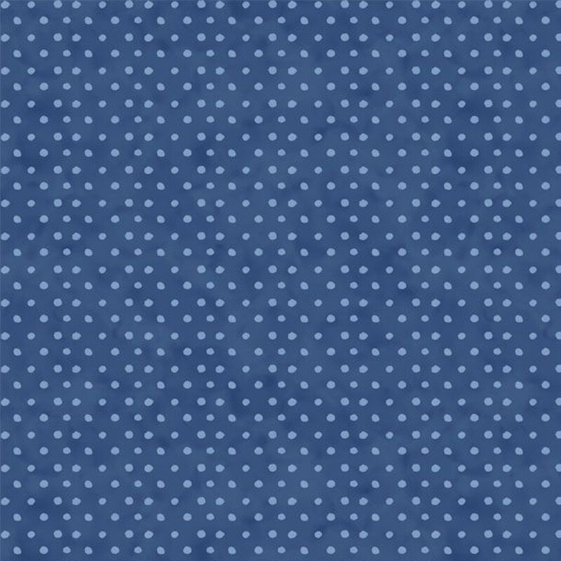 Dark blue fabric featuring a light blue polkadot pattern