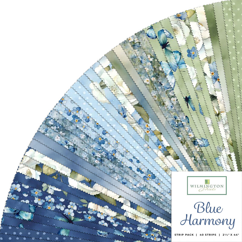 Collage of fabrics in the Blue Harmony 40 karat crystals in shades of green and blue