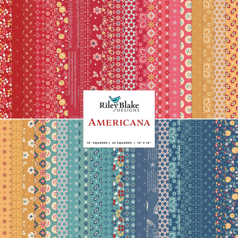 A collage of the fabrics included in the Americana 10