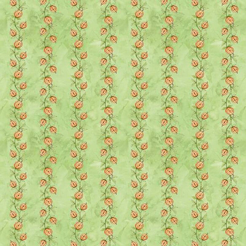 Marbled green fabric with a striped pumpkin pattern