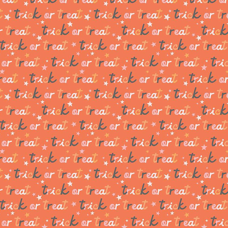 Bright orange fabric with lines of lowercase cursive that say 