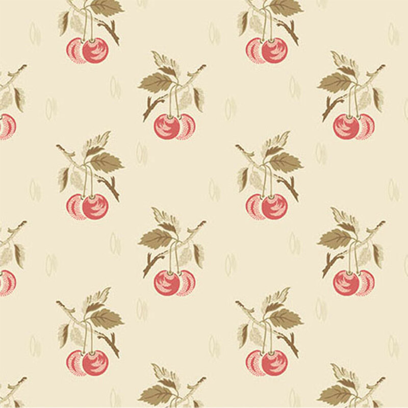 Cream fabric featuring a pattern of cherry branches