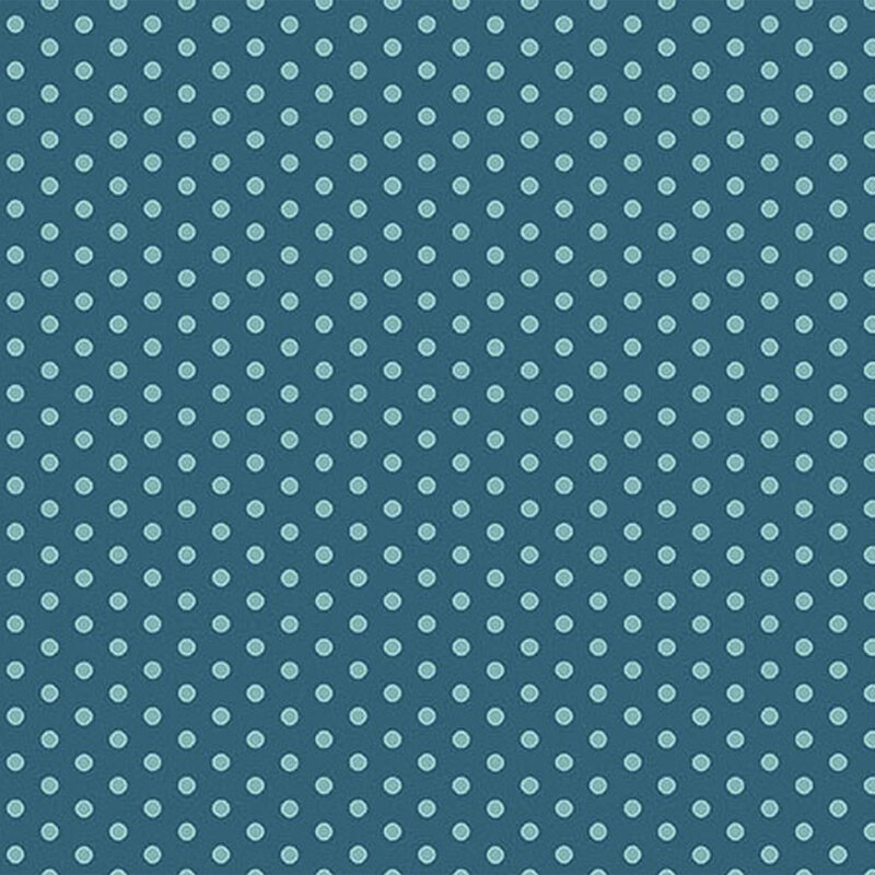 Teal fabric featuring aqua polka dots