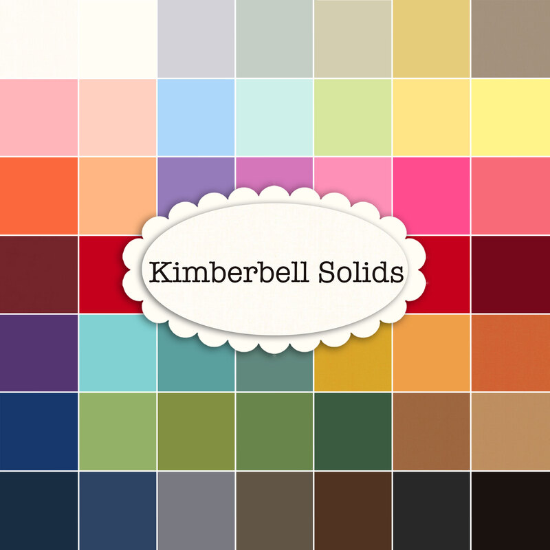 Collage of fabrics in the Kimberbell Solids FQ Set