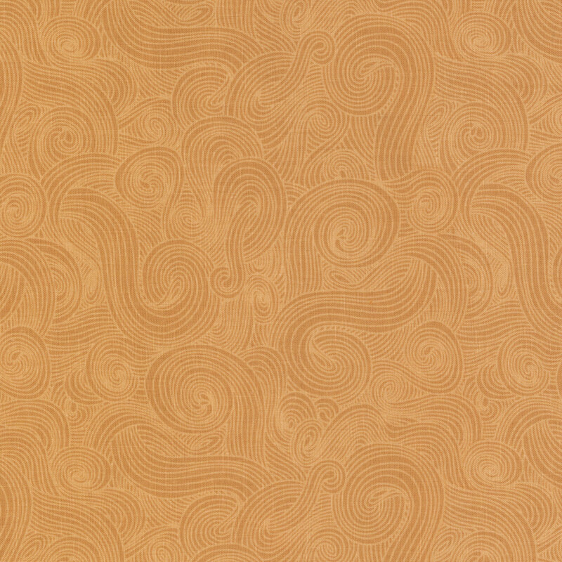 Dark tan fabric with tonal-outlined swirls.