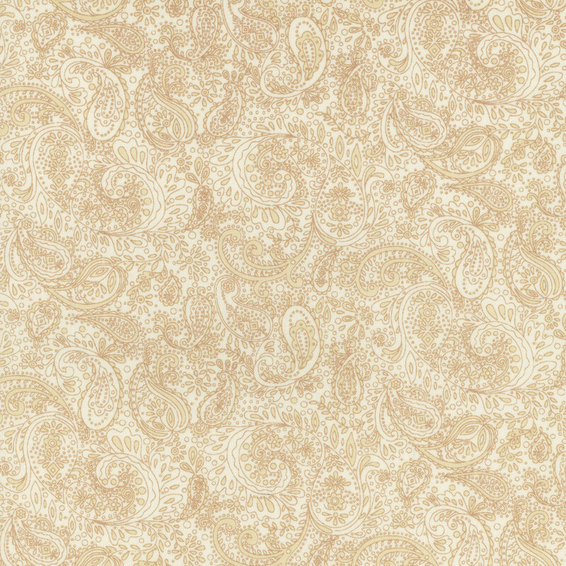 Cream and light beige paisley on a light cream background.