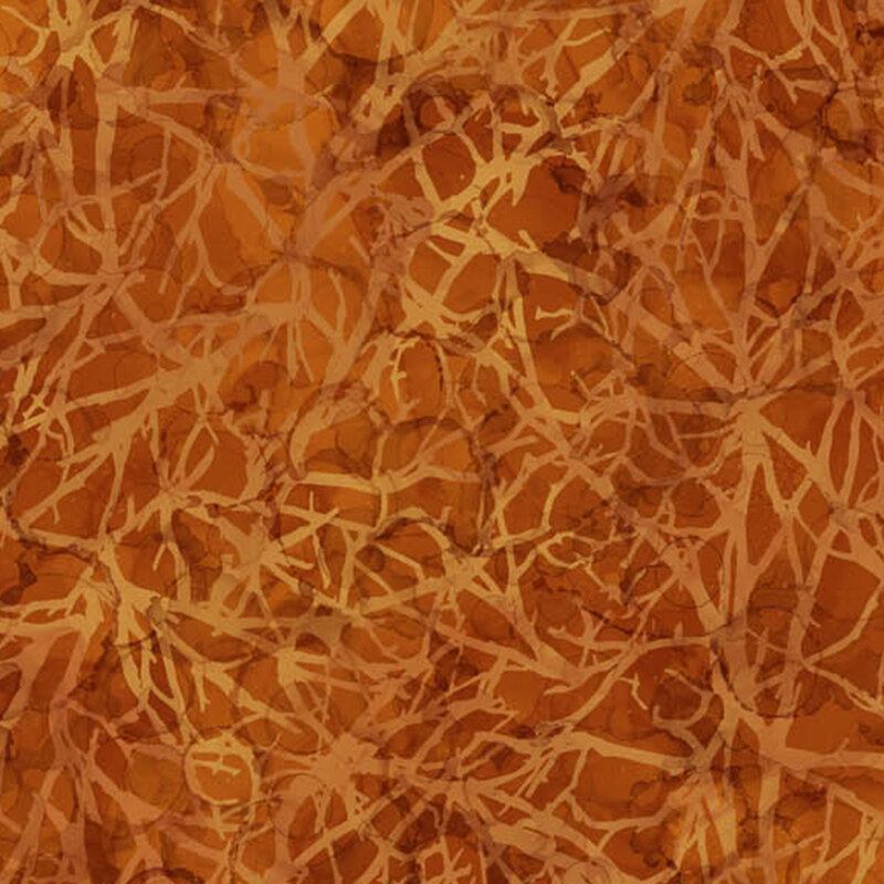 Textured pattern resembling crossing branches and leaves in warm orange tones.