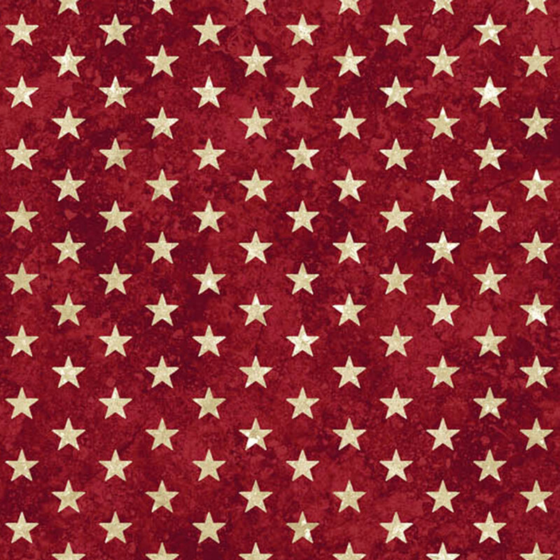 Red velvet background with a uniform pattern of cream stars.