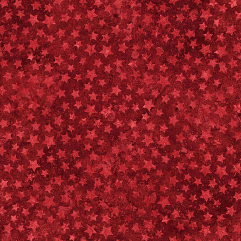 Red background with a pattern of overlapping dark and light red stars.