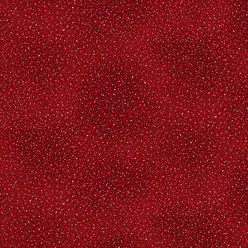 Mottled red fabric with pinprick dots and dotted metallic accents.