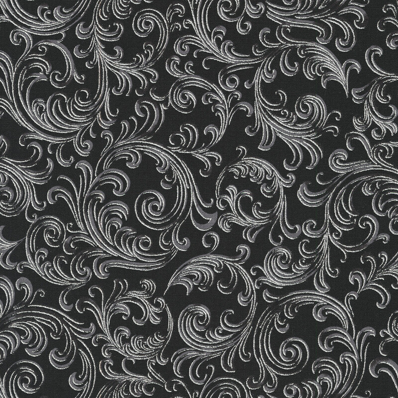 grey and silver swirling pattern on a black background.