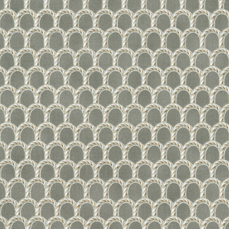 A repeating pattern of silver candy canes on a gray background, arranged in arches.