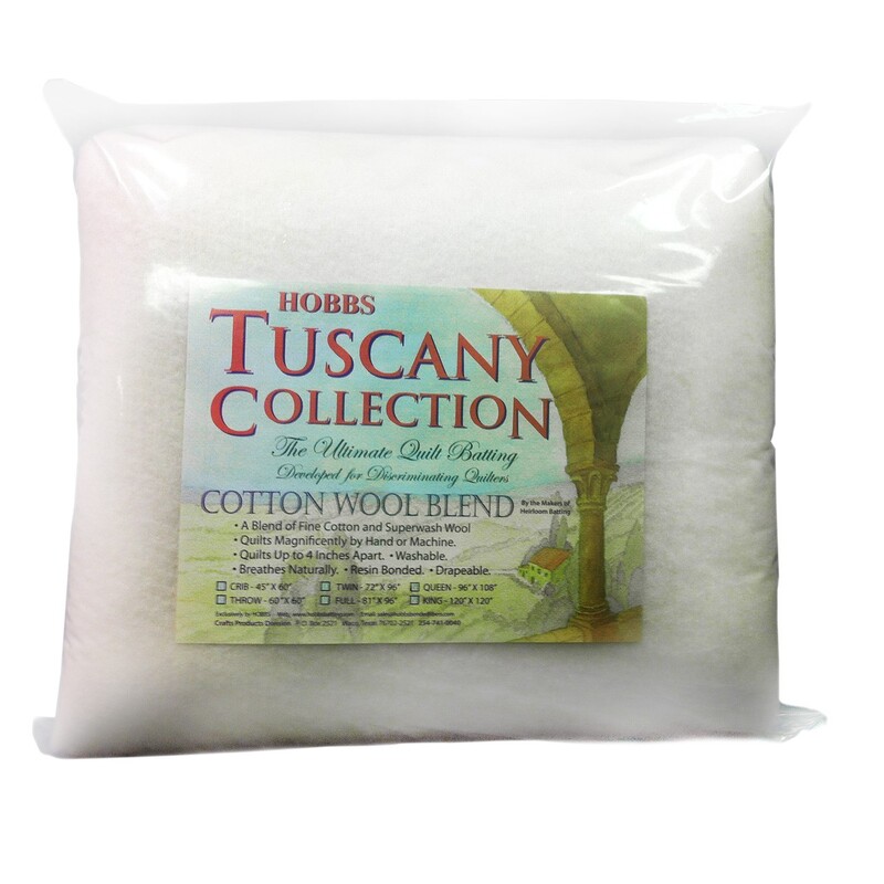 Tuscany 20% Wool 80% Cotton Batting Queen 96in X 108in