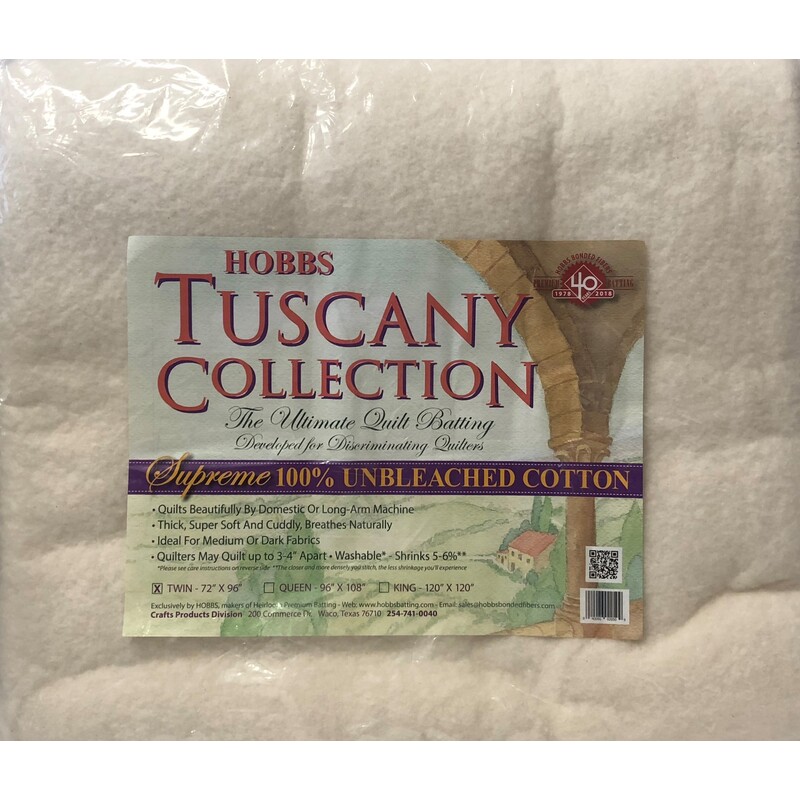 Tuscany Supreme 100% Natural Cotton Batting Twin 72in x 96in