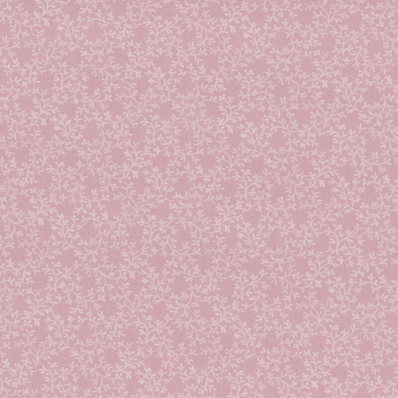 Light pink background with subtle, intertwining vine and leaf patterns.