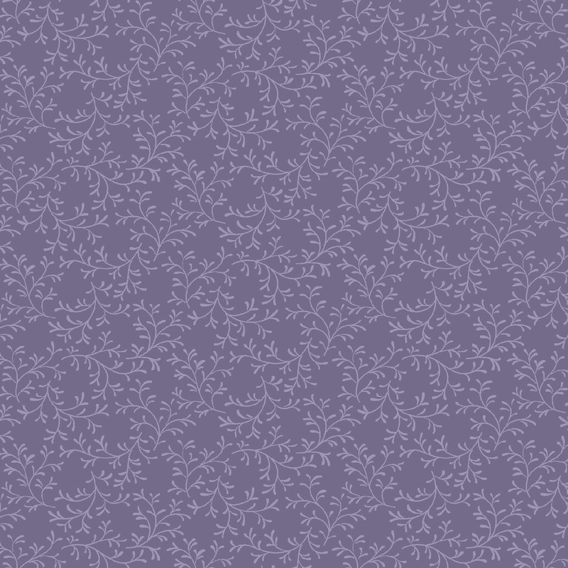 Mauve fabric with subtle, intertwining vine and leaf patterns.