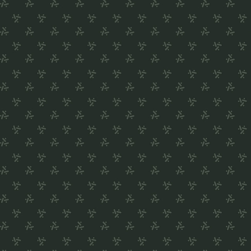 Seamless dark green pattern with small, repeating floral motifs.