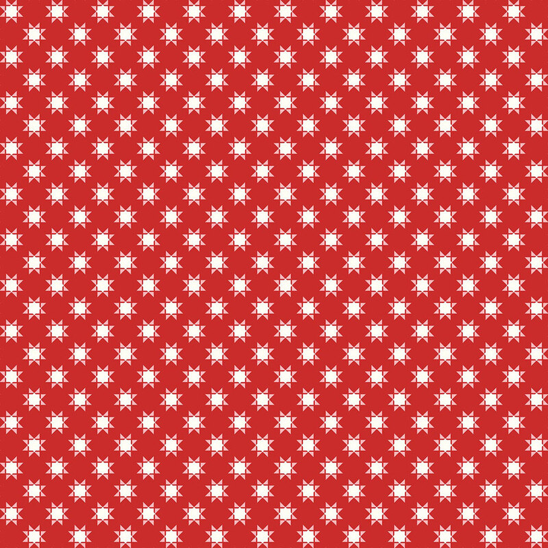 Red background with a repeated pattern of white stars.