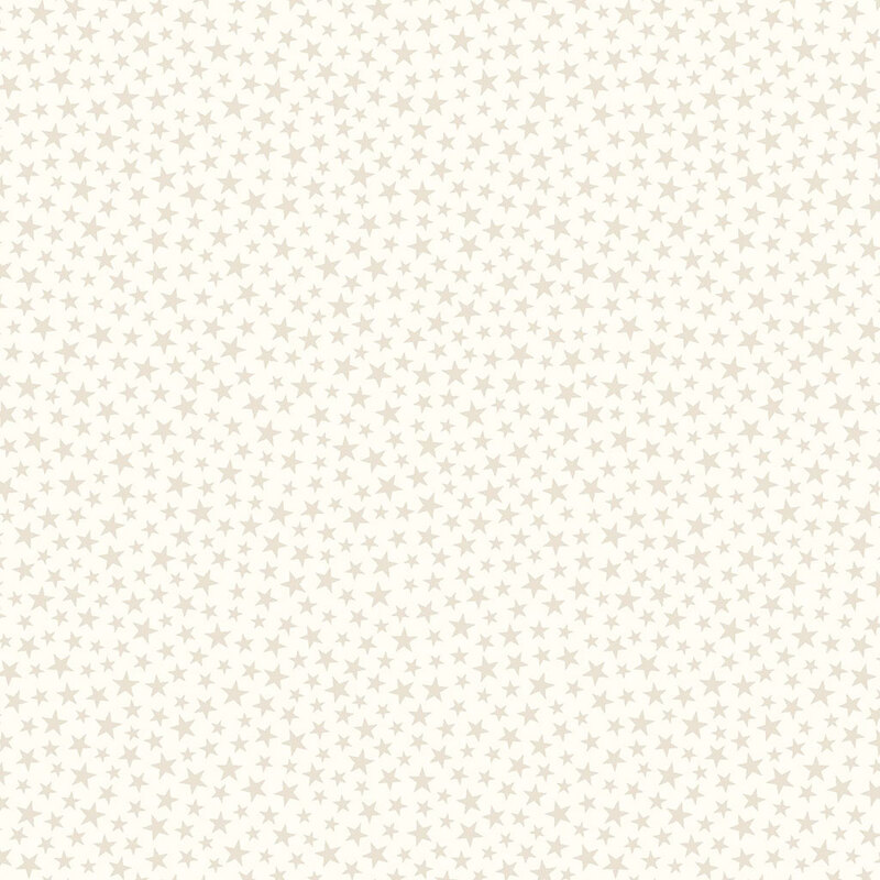 Light beige background covered in small, scattered stars, creating a subtle pattern.