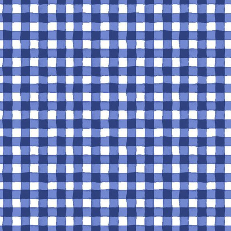 Blue and white checkered pattern with uniform squares arranged in a grid layout.