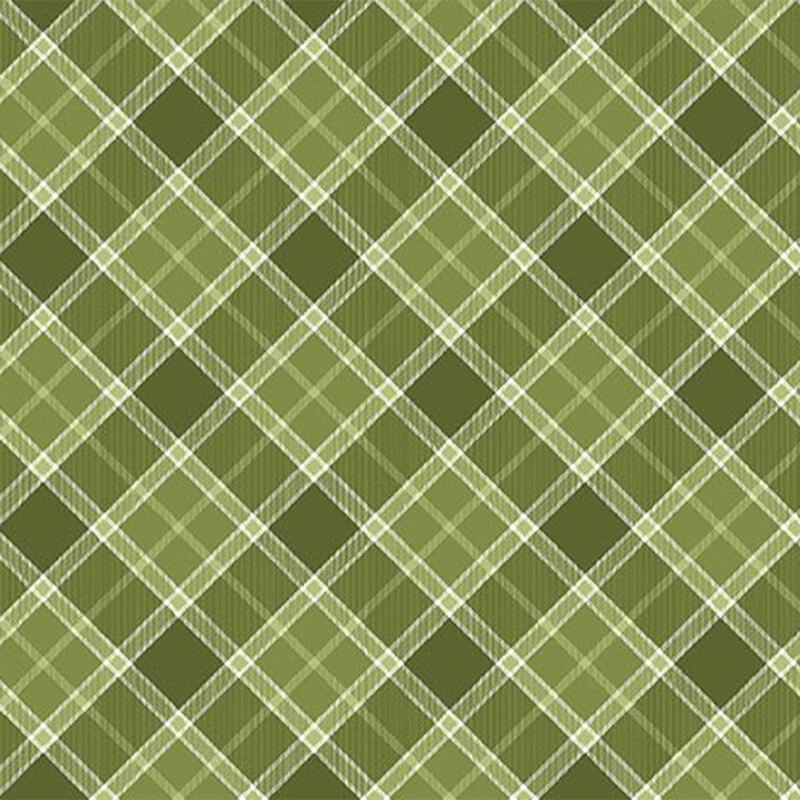 Diagonal and tonal sage green plaid print.