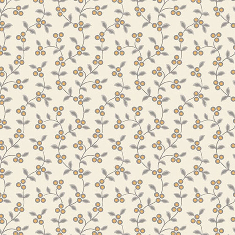 A pattern of berries and vines on a cream background