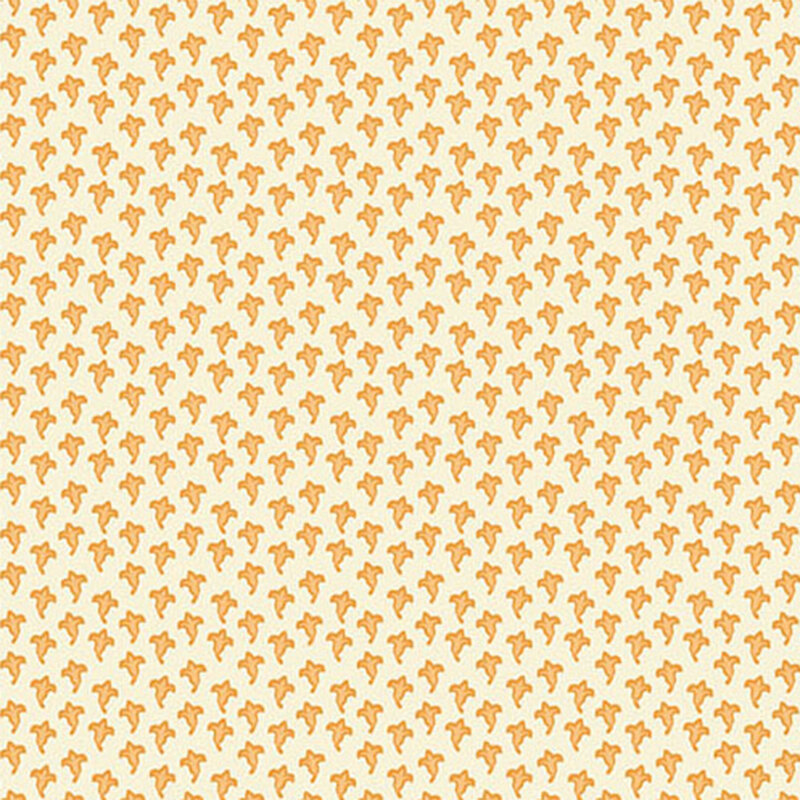 A repeated pattern of small ghosts on a cream background