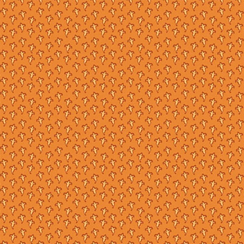 A repeated pattern of small ghosts on a orange background