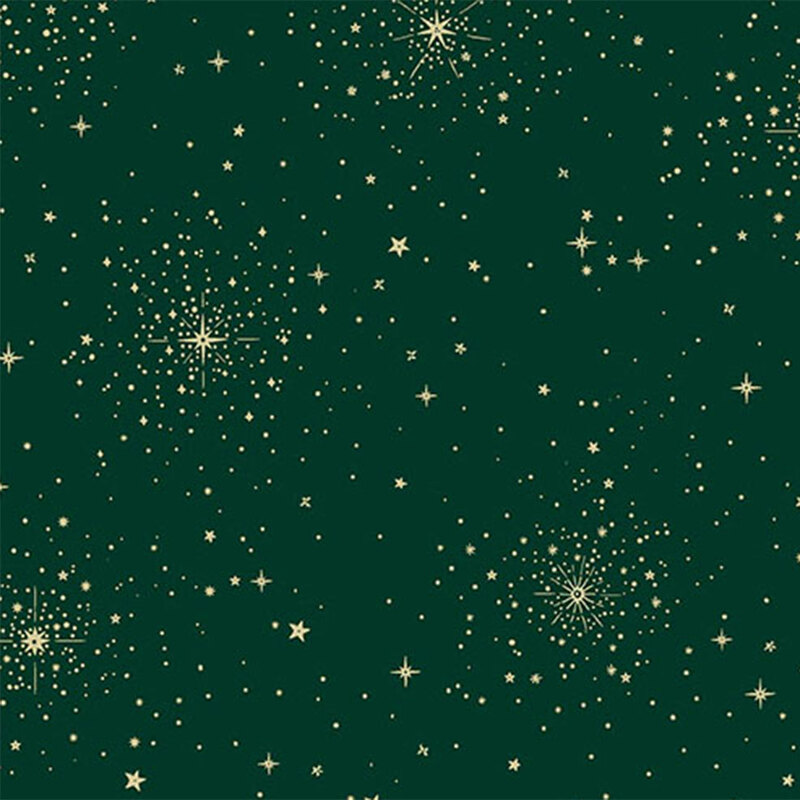 Dark green fabric with golden clusters of stars