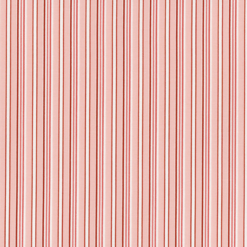 Red and pink vertical stripes on a light background create a simple, repetitive pattern.