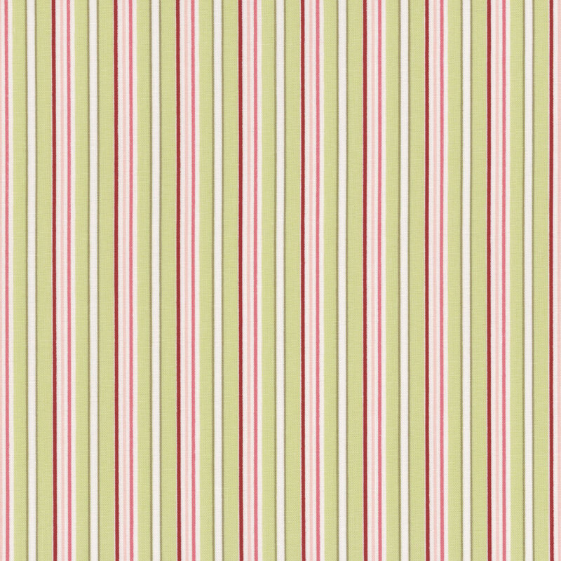 Green and white striped pattern with thin red lines running vertically.