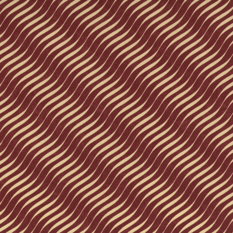 Wavy pattern of cream lines on a maroon background, creating a dynamic, flowing design.