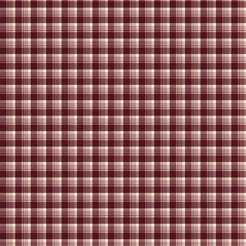 A plum and cream colored plaid fabric