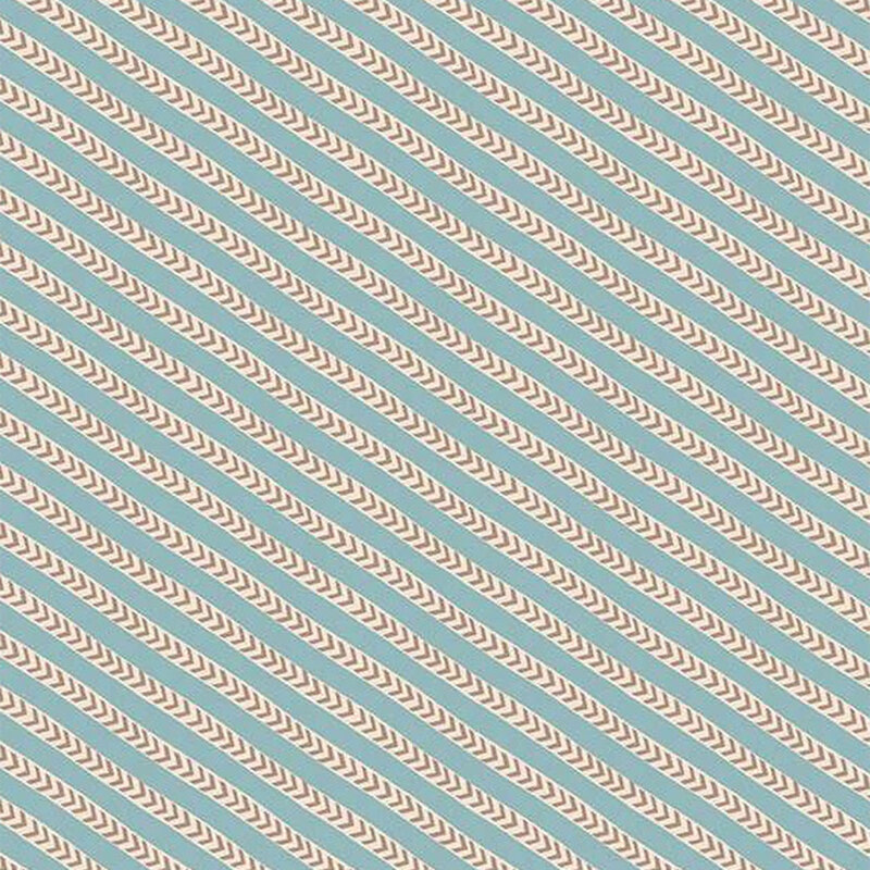 Diagonal pattern with alternating light blue and cream chevron stripes.