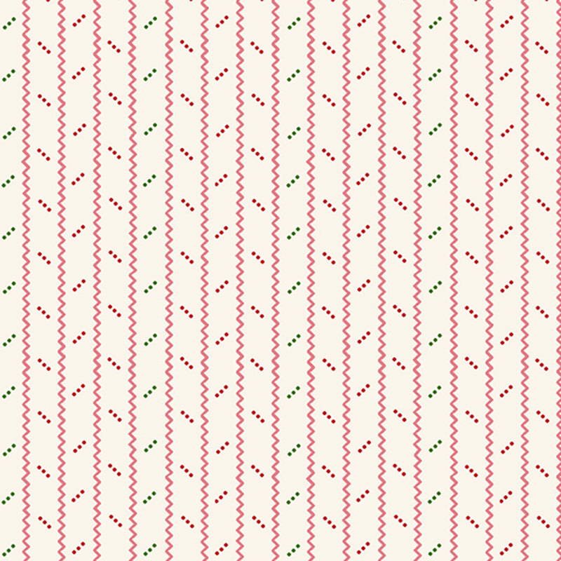 Red and green zigzag pattern on a cream background, creating a playful, textured design.