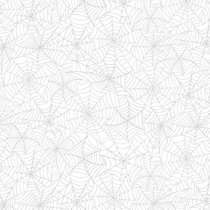 Pattern of white spider webs with intricate line details on a light background.