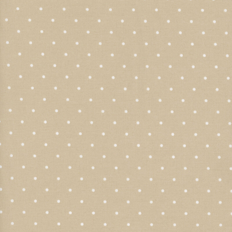 Dove gray fabric with white polka dots.