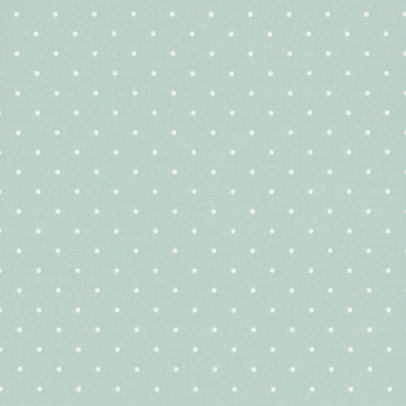 Light aqua mint fabric with white polka dots.