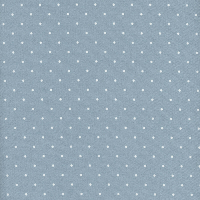 Light blue fabric with white polka dots.