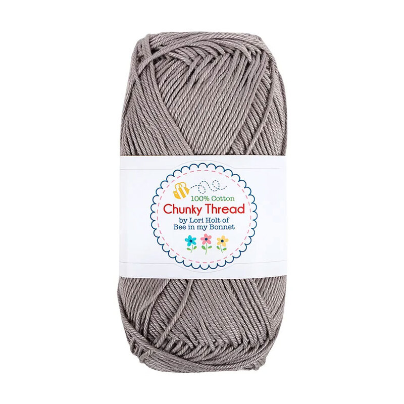 A skein of the Riley Gray Chunky Thread, isolated on a white background.