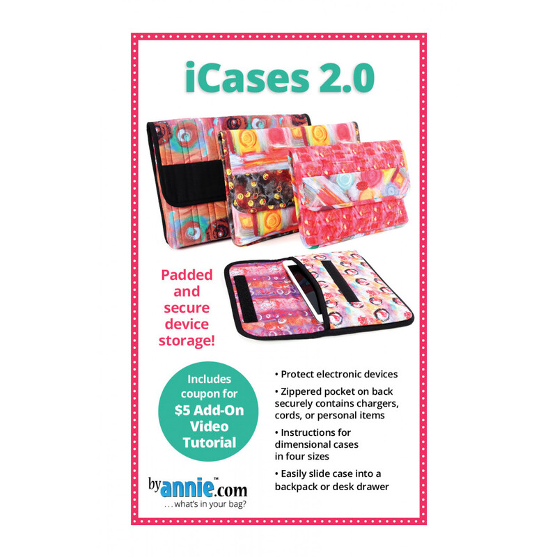 Front cover of the iCases pattern showing four project ideas.