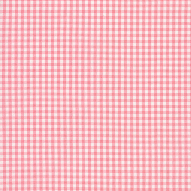 Pink and white gingham fabric.