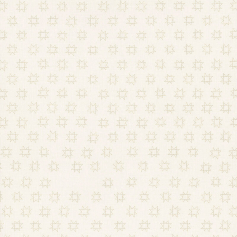 Cream background with a repeating pattern of small, simple star shapes.