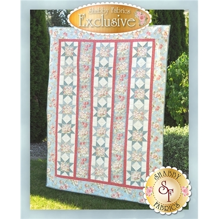 3 vertical stripes featuring sawtooth star blocks surrounded by a wide floral border.